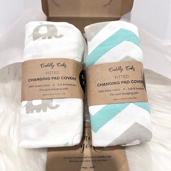Cuddly Cubs Changing Pad Fitted Covers - 2 Pack - Snuggly Soft Plush Cotton - Picture 1 of 12